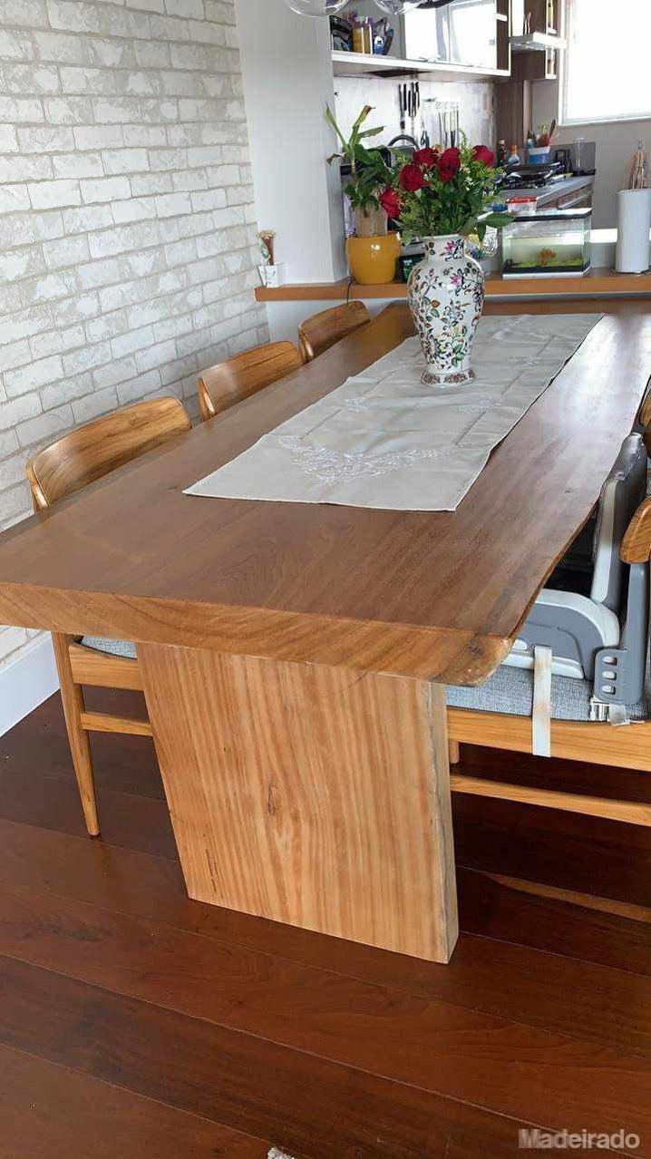 Mesa de Jantar Tapajós II 180x80 borda invertida e pés de madeira - mesa rústica de madeira - Image 3
