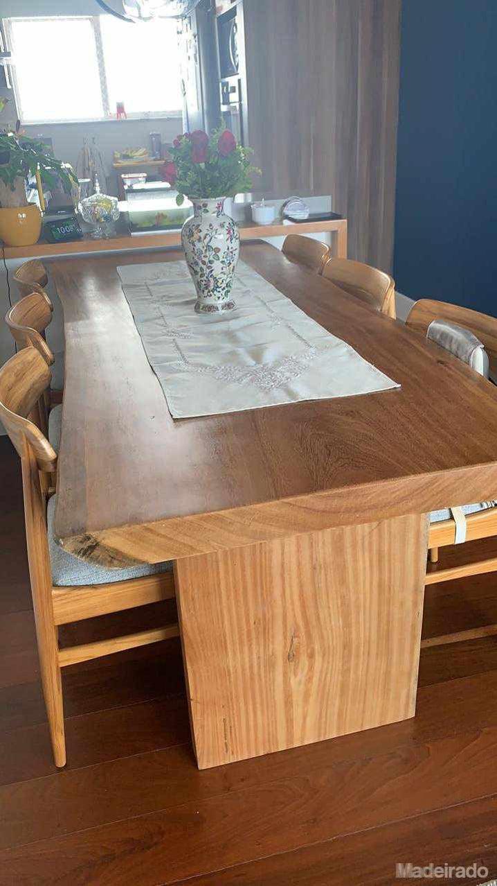 Mesa de Jantar Tapajós II 180x80 borda invertida e pés de madeira - mesa rústica de madeira - Image 4