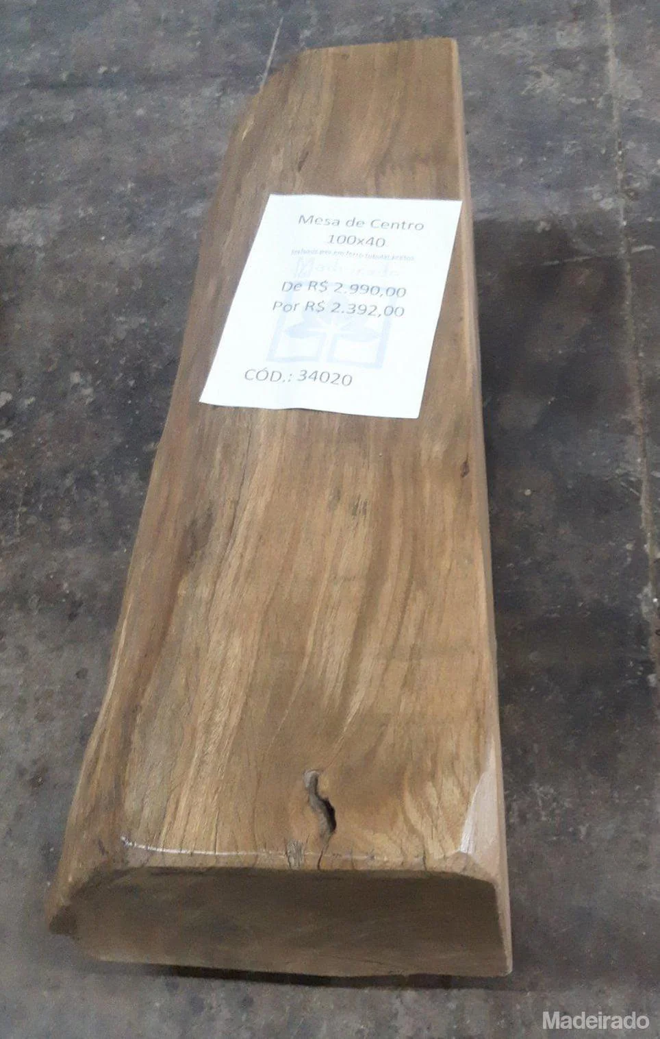 Mesa de Centro em Madeira Rustica - 100x40 - Cód: 34020 - MegaLive - Image 2