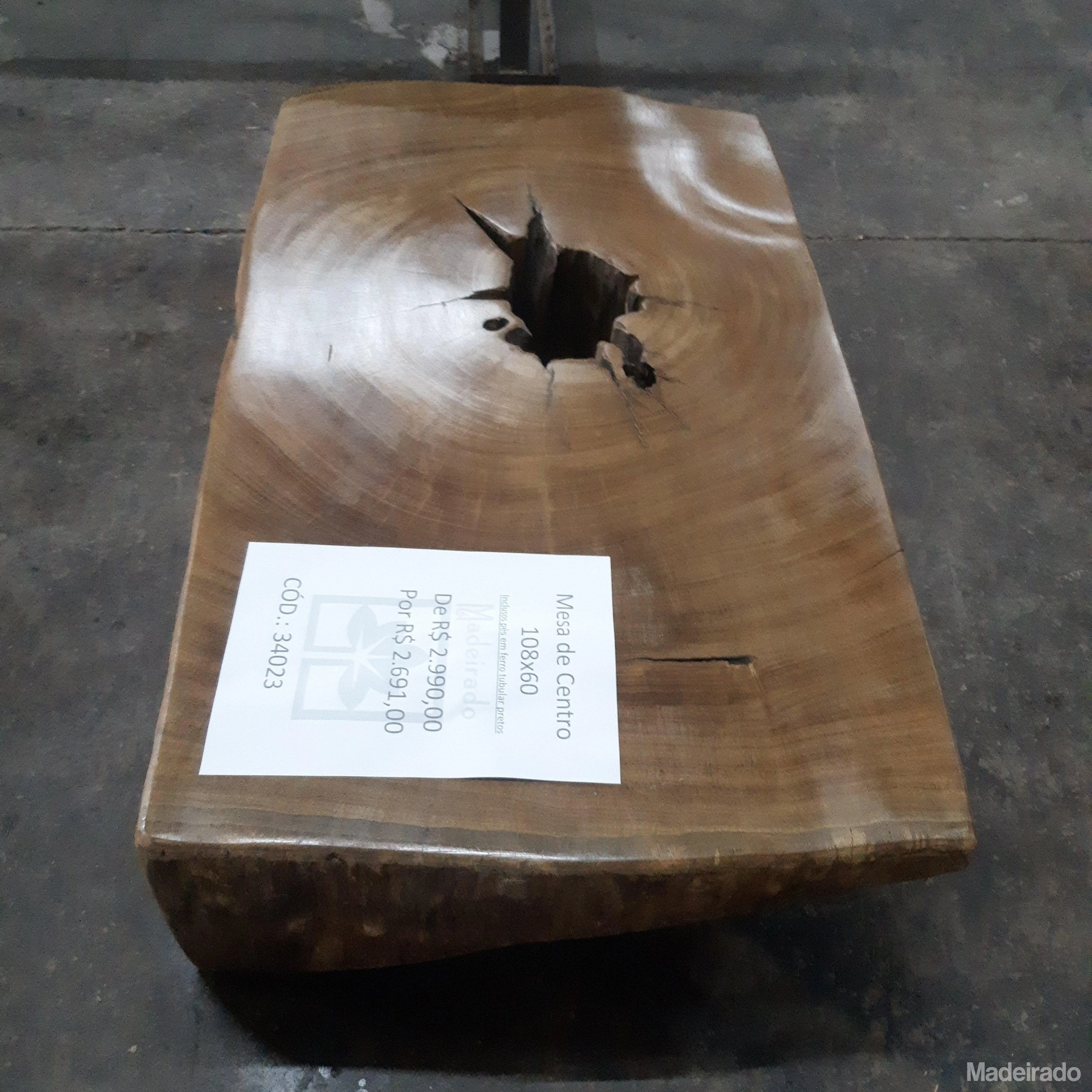 Mesa de Centro em Madeira Rustica - 108x60 - Cód: 34023 - MegaLive - Image 4