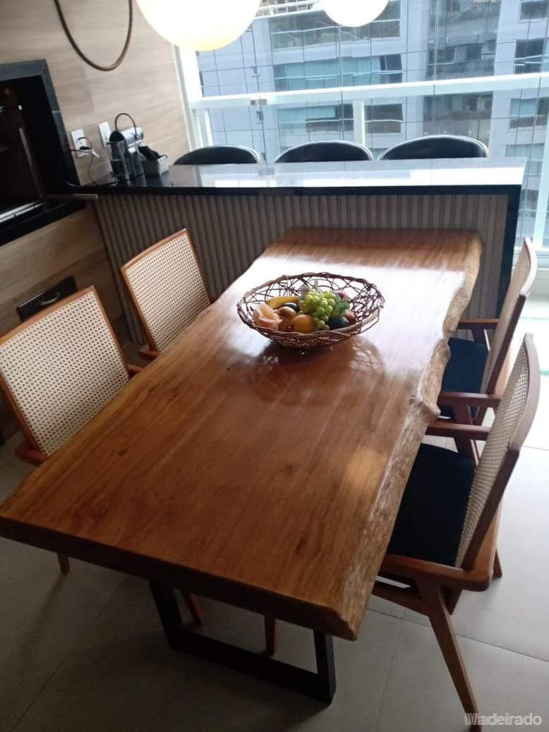Mesa de Jantar Camuá 180x90 em madeira rústica e bordas orgânicas - 6 a 8 Lugares - Image 2