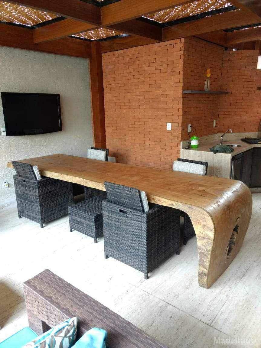 Mesa Cascata ou Mesa Curva Rustica - 400x90 - 13 lugares
