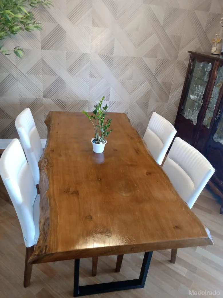 Mesa de Jantar Portan de Madeira Maciça  (170x90) - Pés de Tubular - Image 2