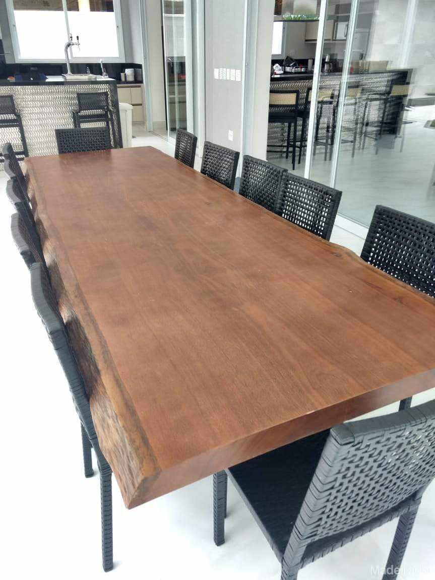 Mesa de Jantar Rústica Arinauá 400x100- Bordas Orgânicas - Madeira Maciça - Pés de ferro formato "U" Tubulares Pretos - Image 4