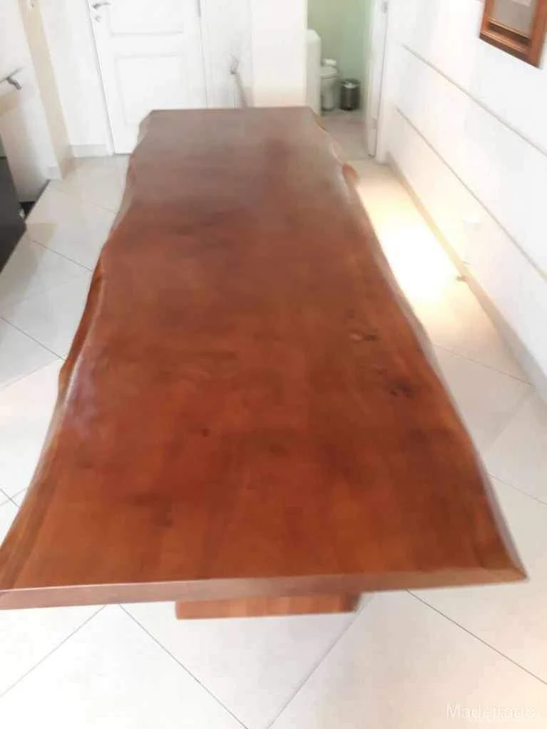 Mesa de Jantar Votu Rústica de Madeira Maciça com Pés de Madeira de 12 lugares 300 x 100 - Image 4
