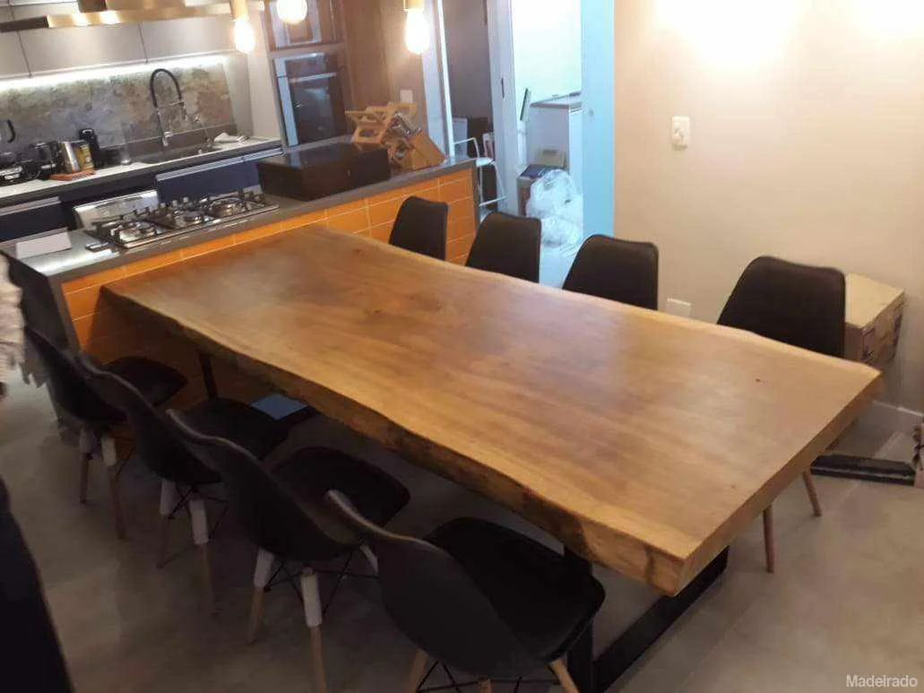 Mesa de Jantar Tora Rústica Tucupi de Madeira Maciça 250x90 com Bordas Orgânicas - Image 2