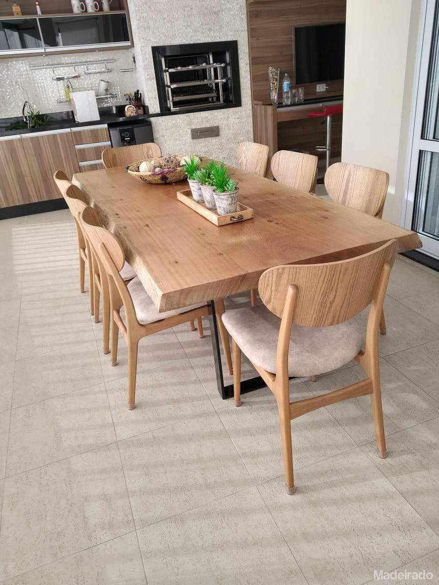 Mesa de Jantar Yoki de Madeira Pequiá 230x100 - 8 lugares - Mesa de Madeira Rustica Maciça de Pequiá - Image 2