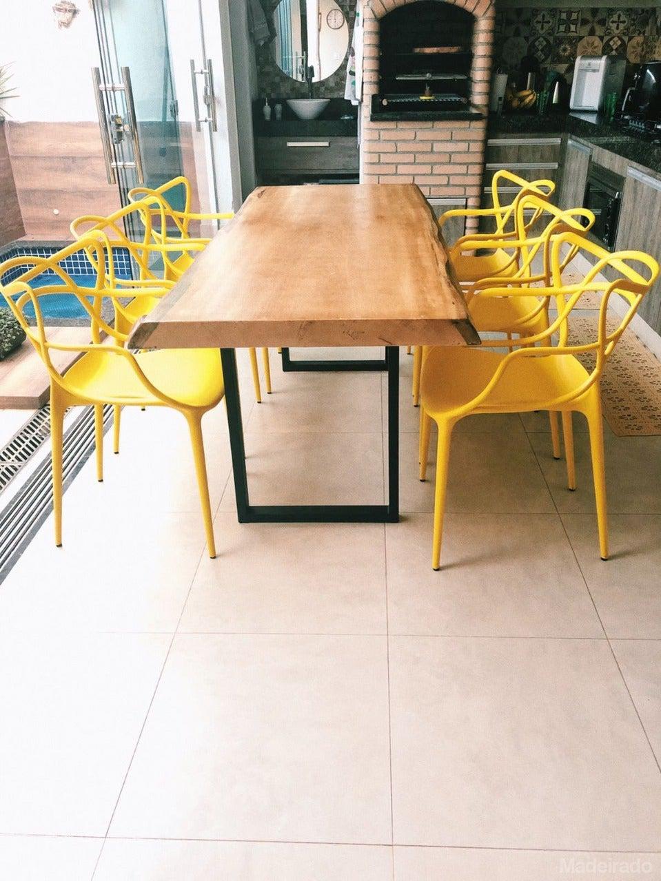 Mesa de Madeira Rustica de Jantar - Abacau de Pequiá 6 ou 8 lugares 170 x 80 - Image 4
