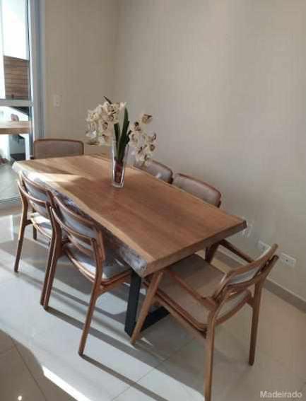 MESA DE MADEIRA RUSTICA DE JANTAR - MAIR DE PEQUIÁ 4 OU 6 LUGARES 160 X 70