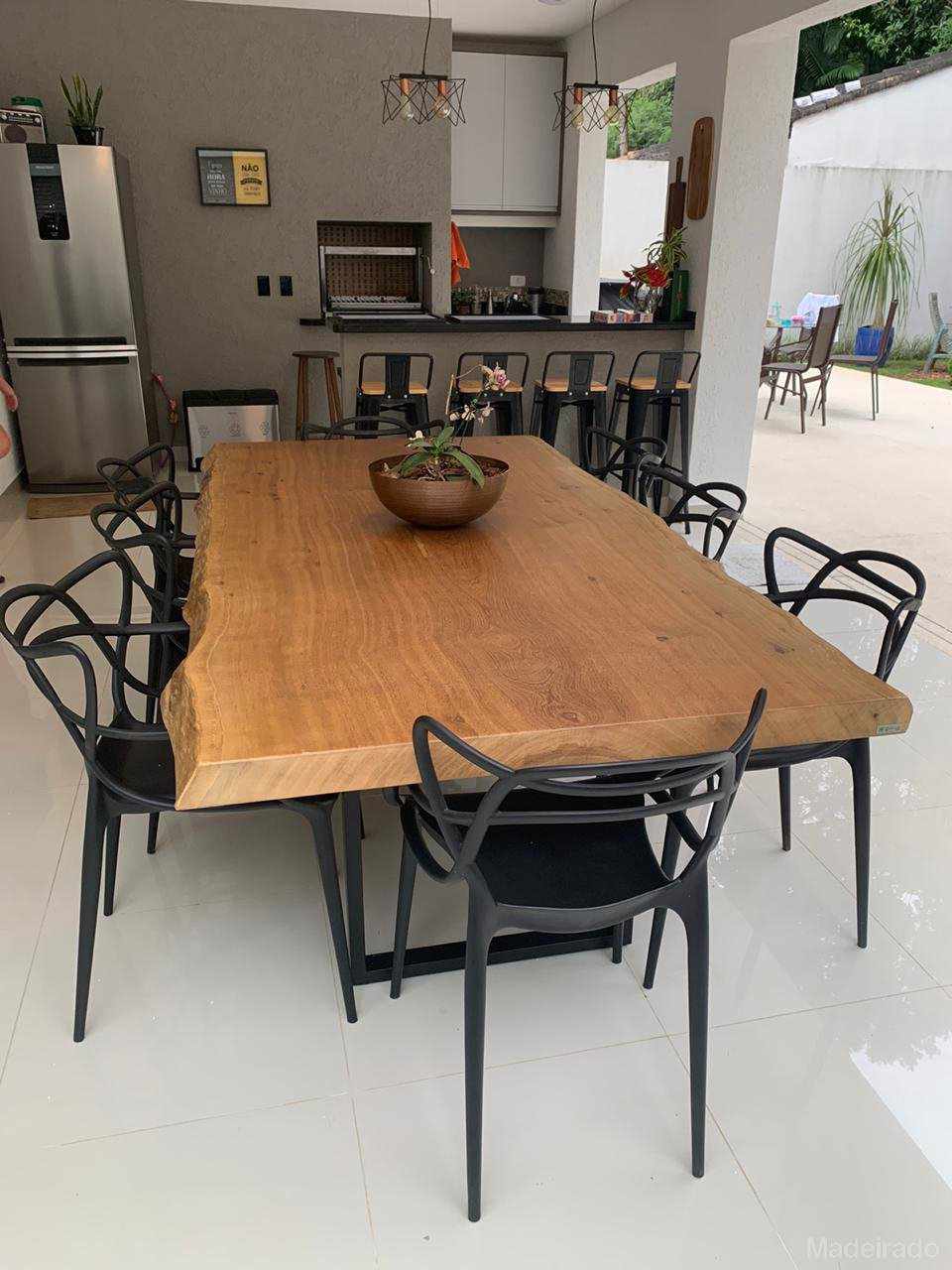 Mesa Rústica de Jantar Guará- 220x110 Com Bordas Orgânicas Trabalhadas (6 a 8 lugares)