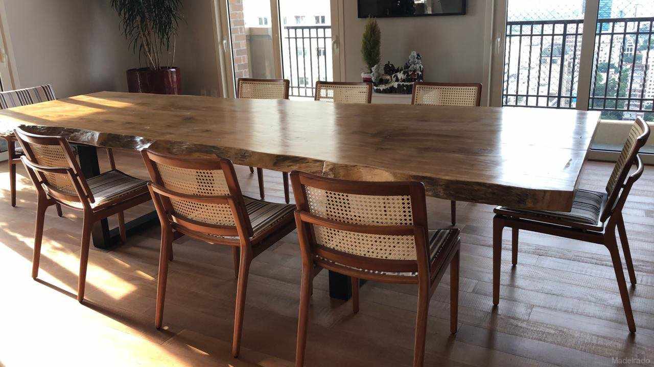 Mesa Rústica de jantar Buriti de Madeira Maciça com Pés de Ferro Tubular - 12 Lugares (300X100) - Image 2